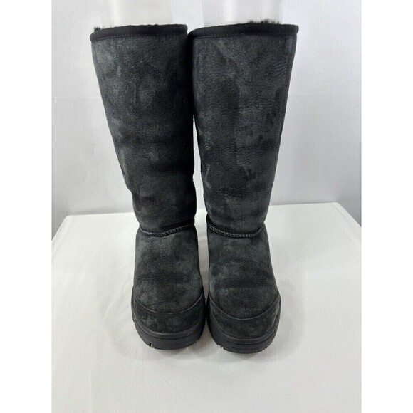 Ugg Ultimate Tall Braid 5340 Boots Size 5 Wide Black Suede Calf Height Sheepskin - Picture 15 of 15